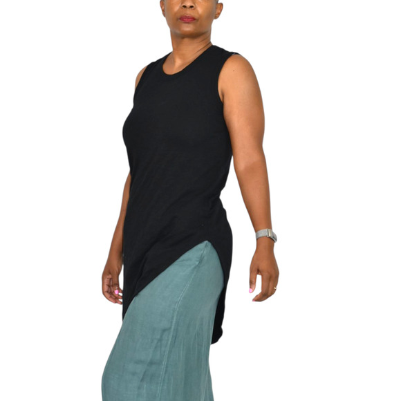 Wilt Black Slant Hem Tank Top Black Sleeveless Tee Angled Jersey Asymmetric XS - Picture 13 of 16